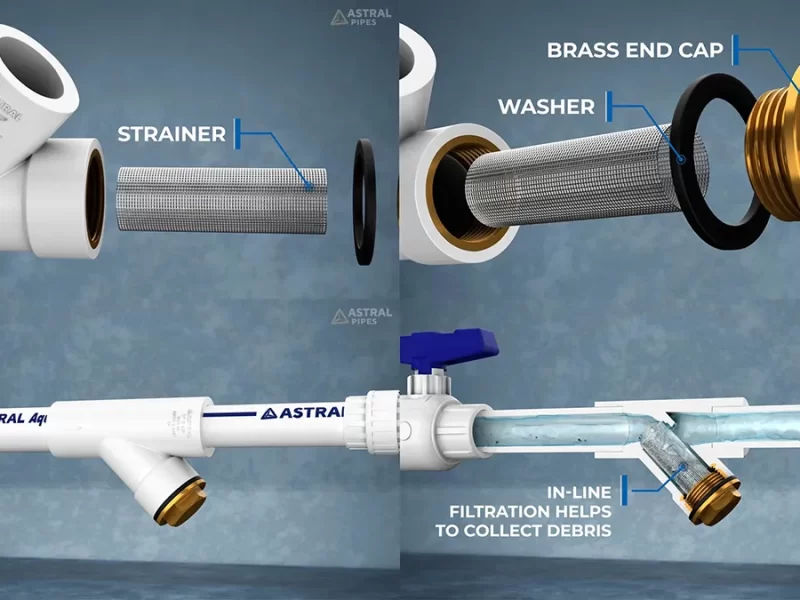 Astral Y-Strainer industrial product 3D visualisation, high-fidelity engineering component rendering for product marketing