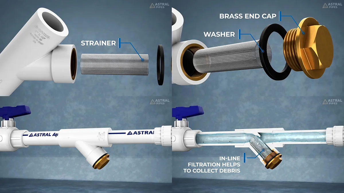 Astral Y-Strainer industrial product 3D visualisation, high-fidelity engineering component rendering for product marketing